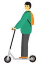 Man riding an electric scooter. Flat vector illustration Royalty Free Stock Photo